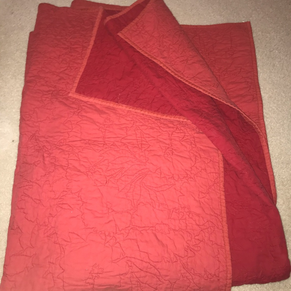 Twin quilt coverlet- orange and red